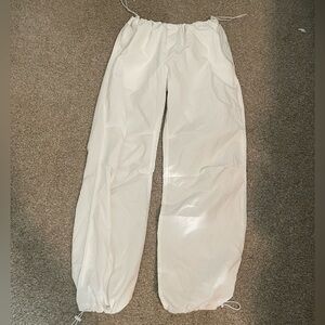White Parachute Drawstring Pants
